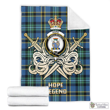 Hope Ancient Tartan Blanket with Clan Crest and the Golden Sword of Courageous Legacy