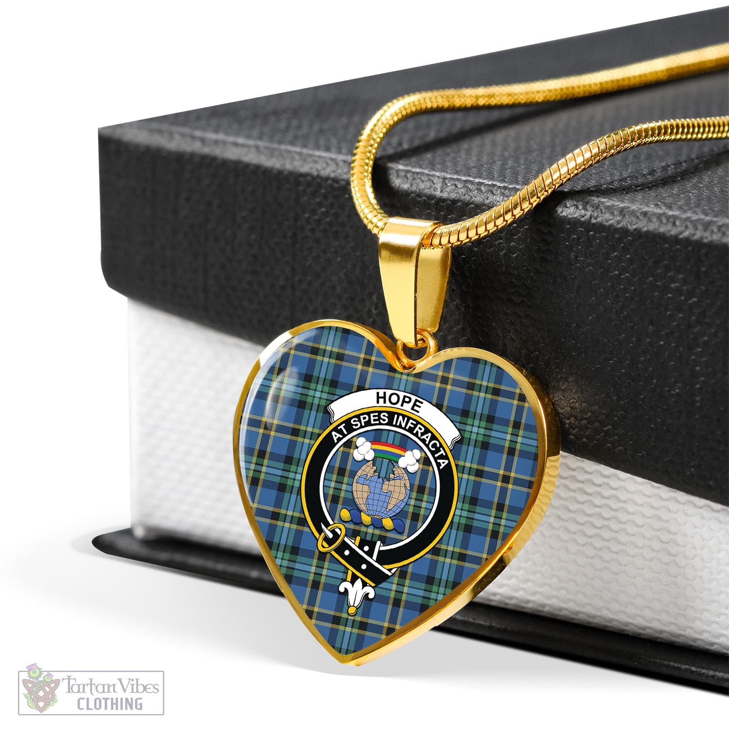 Tartan Vibes Clothing Hope Ancient Tartan Heart Necklace with Family Crest