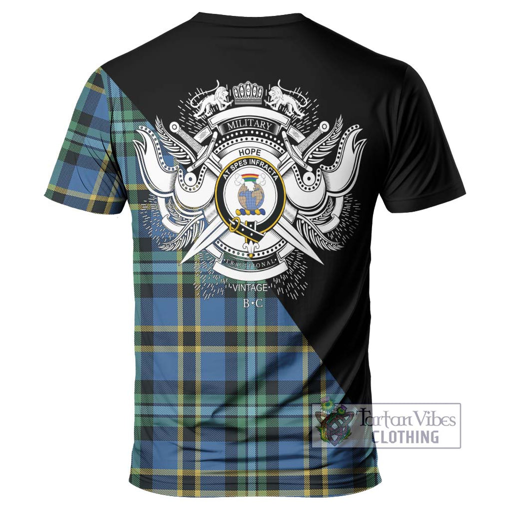 Hope Ancient Tartan T-Shirt with Family Crest and Military Logo Style - Tartanvibesclothing Shop