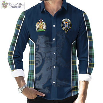 Hope Ancient Tartan Long Sleeve Button Up Shirt with Family Crest and Lion Rampant Vibes Sport Style