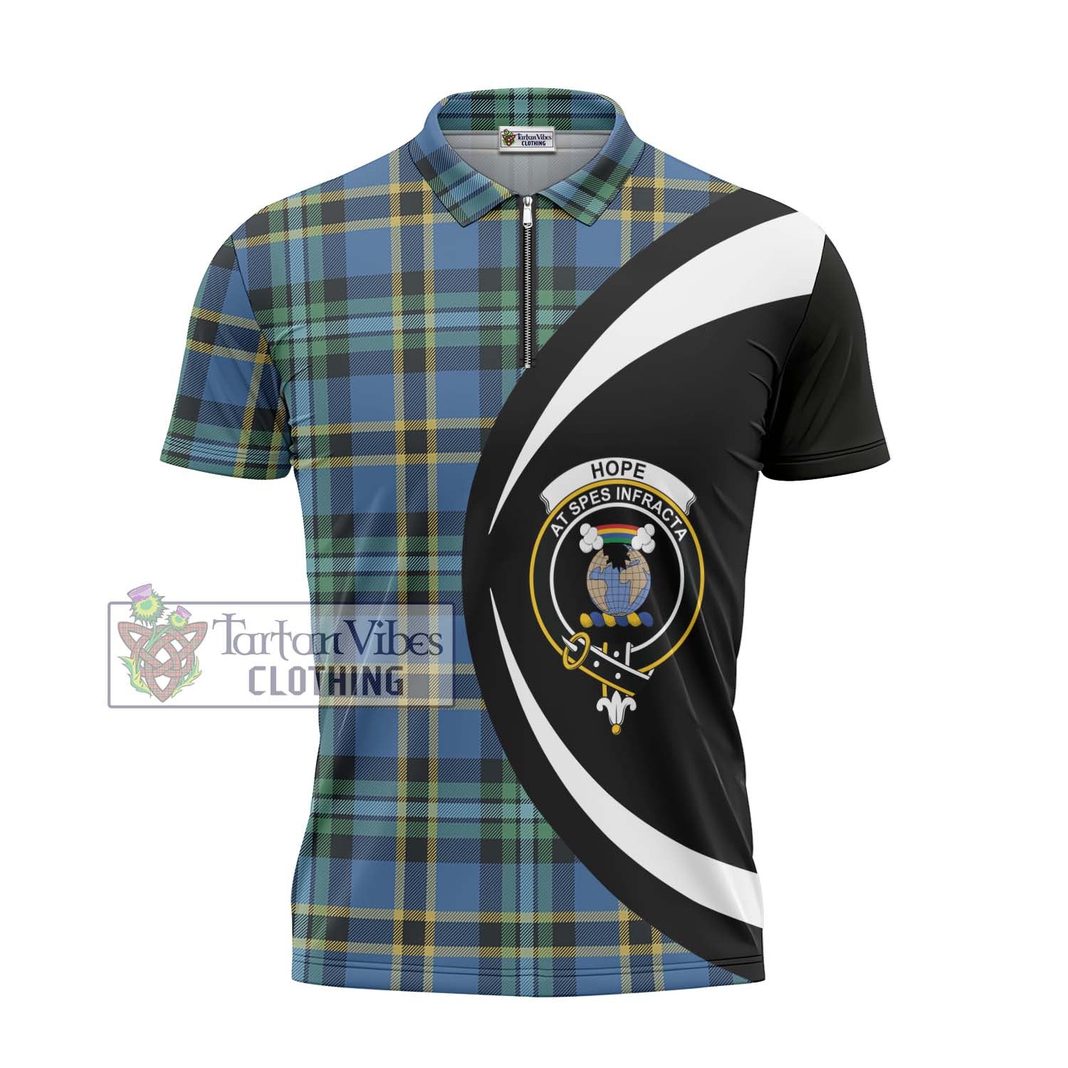 Tartan Vibes Clothing Hope Ancient Tartan Zipper Polo Shirt with Family Crest Circle Style