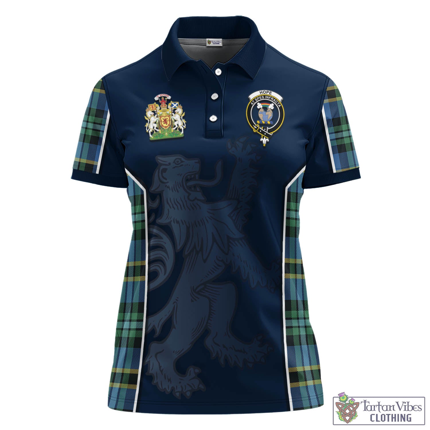 Hope Ancient Tartan Women's Polo Shirt with Family Crest and Lion Rampant Vibes Sport Style - Tartan Vibes Clothing