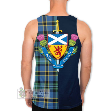 Hope Ancient Tartan Men's Tank Top Alba with Scottish Lion Royal Arm Half Style