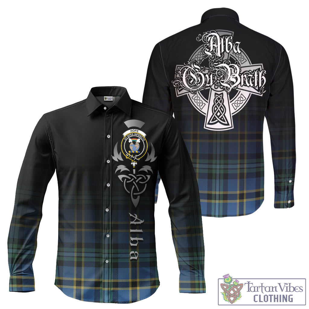 Tartan Vibes Clothing Hope Ancient Tartan Long Sleeve Button Up Featuring Alba Gu Brath Family Crest Celtic Inspired