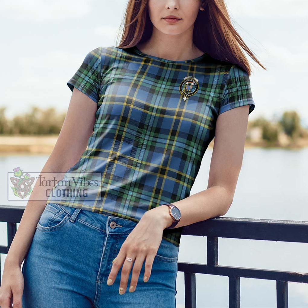 Hope Ancient Tartan Cotton T-Shirt with Family Crest Women's Shirt - Tartanvibesclothing Shop