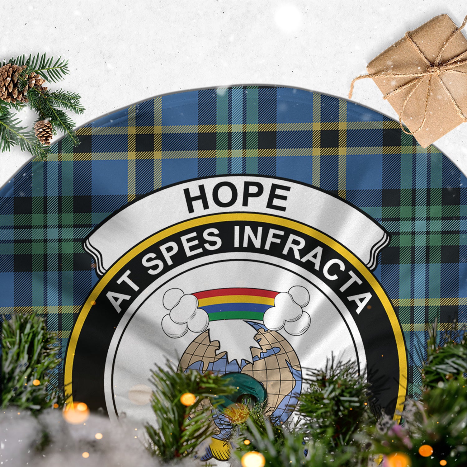 Hope Ancient Tartan Christmas Tree Skirt with Family Crest - Tartanvibesclothing