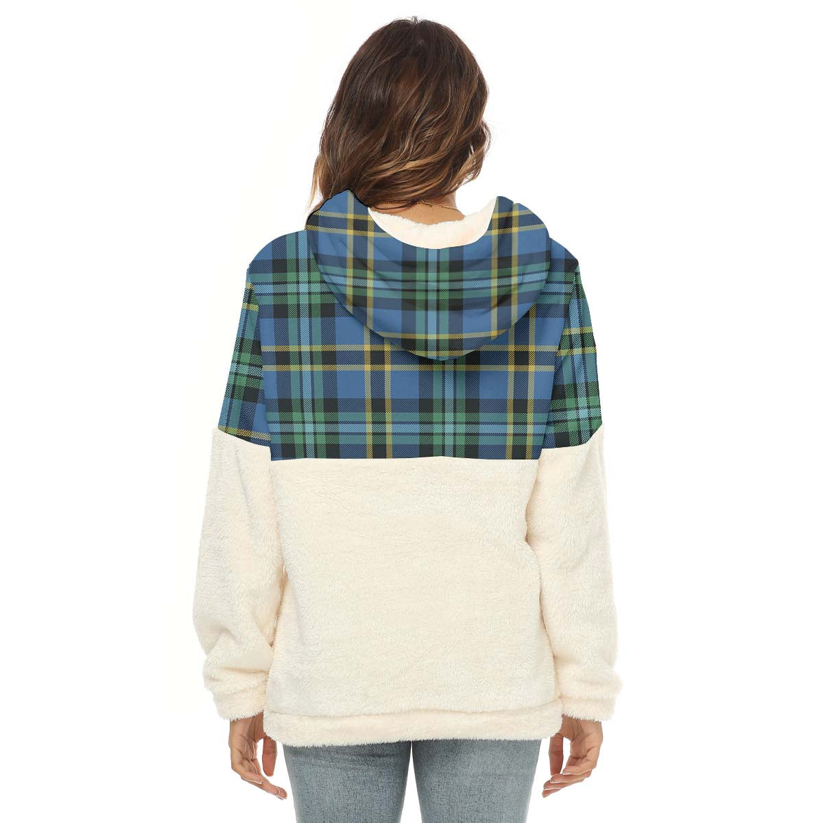 Hope Ancient Tartan Women's Borg Fleece Hoodie With Half Zip with Family Crest - Tartan Vibes Clothing