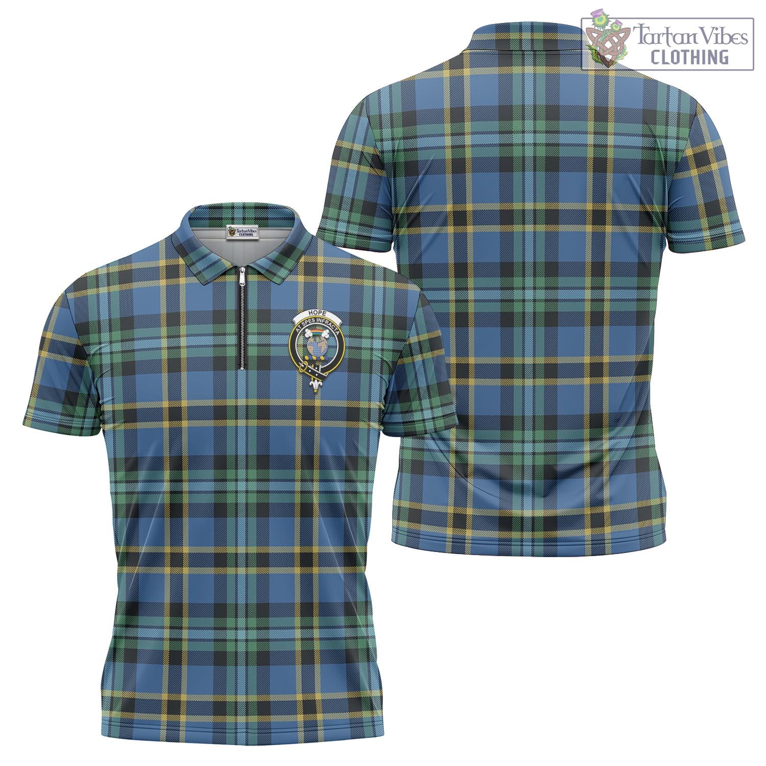 Tartan Vibes Clothing Hope Ancient Tartan Zipper Polo Shirt with Family Crest