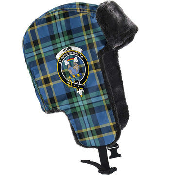 Hope Ancient Tartan Winter Trapper Hat with Family Crest