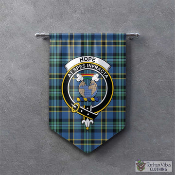 Hope Ancient Tartan Gonfalon, Tartan Banner with Family Crest