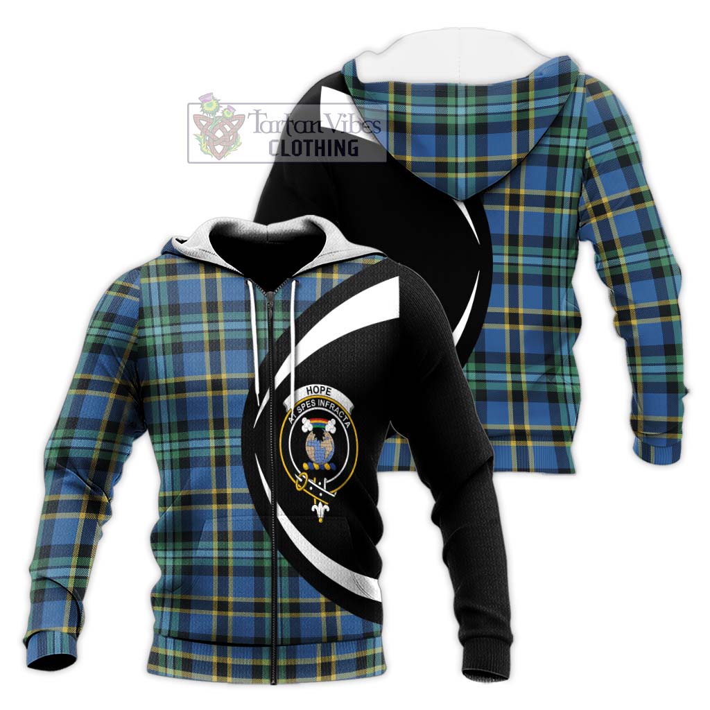 Hope Ancient Tartan Knitted Hoodie with Family Crest Circle Style Unisex Knitted Zip Hoodie - Tartan Vibes Clothing