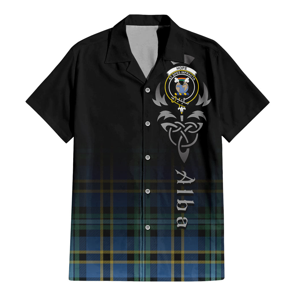 Tartan Vibes Clothing Hope Ancient Tartan Short Sleeve Button Up Featuring Alba Gu Brath Family Crest Celtic Inspired