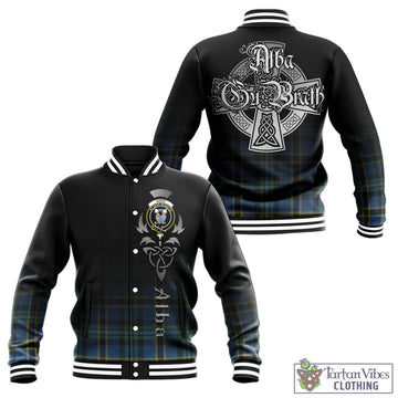 Hope Ancient Tartan Baseball Jacket Featuring Alba Gu Brath Family Crest Celtic Inspired