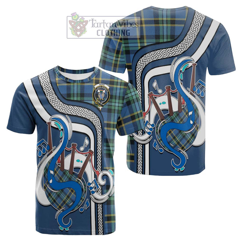 Tartan Vibes Clothing Hope Ancient Tartan Cotton T-shirt with Epic Bagpipe Style