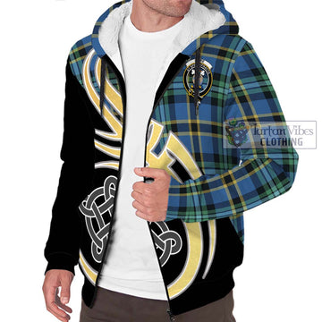 Hope Ancient Tartan Sherpa Hoodie with Family Crest and Celtic Symbol Style