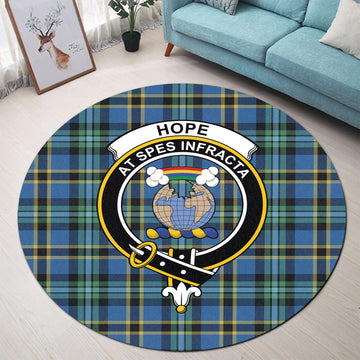 Hope Ancient Tartan Round Rug with Family Crest