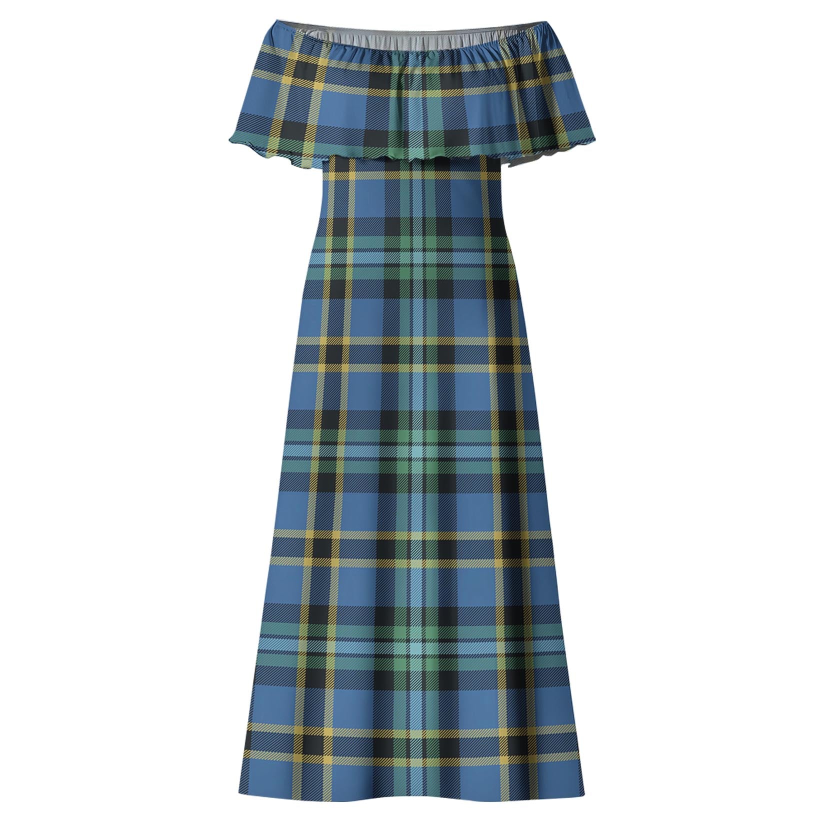 Hope Ancient Tartan Off Shoulder Long Dress - Tartanvibesclothing