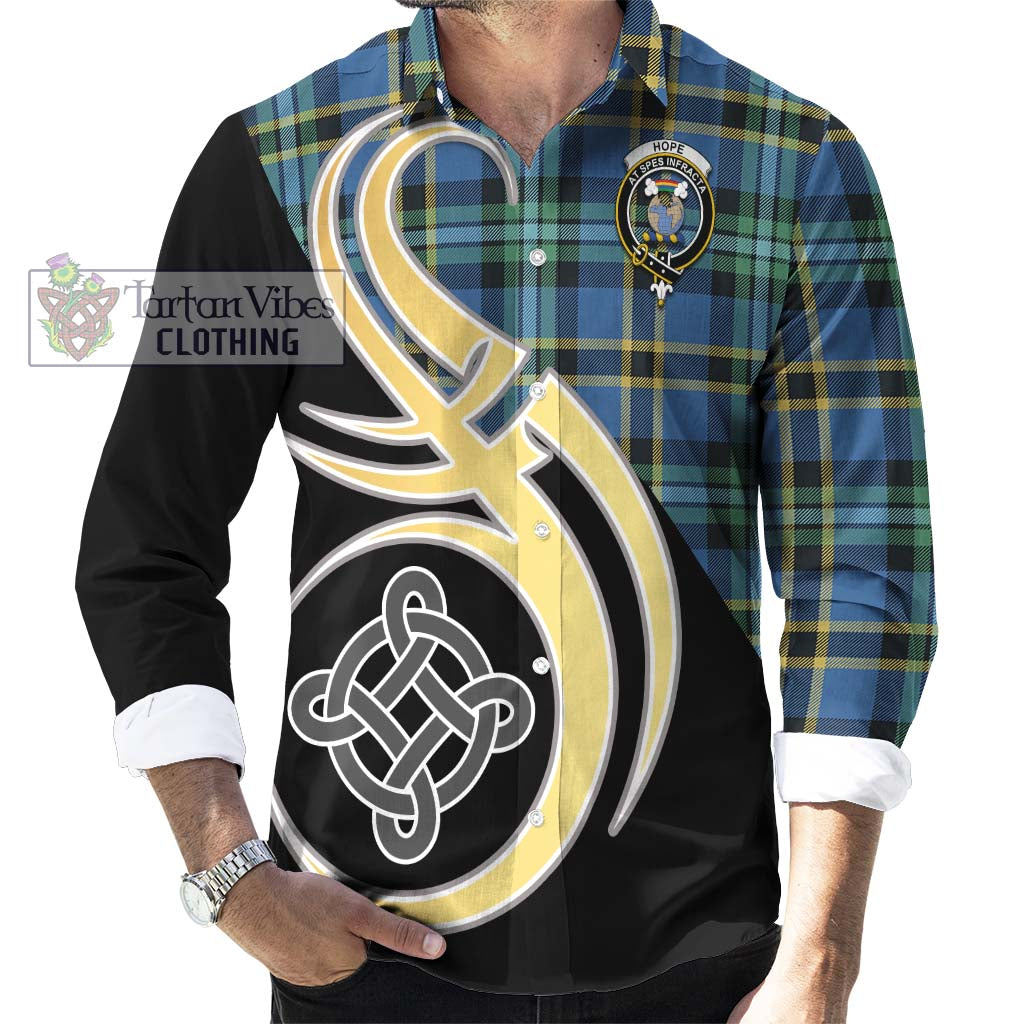 Hope Ancient Tartan Long Sleeve Button Shirt with Family Crest and Celtic Symbol Style - Tartan Vibes Clothing