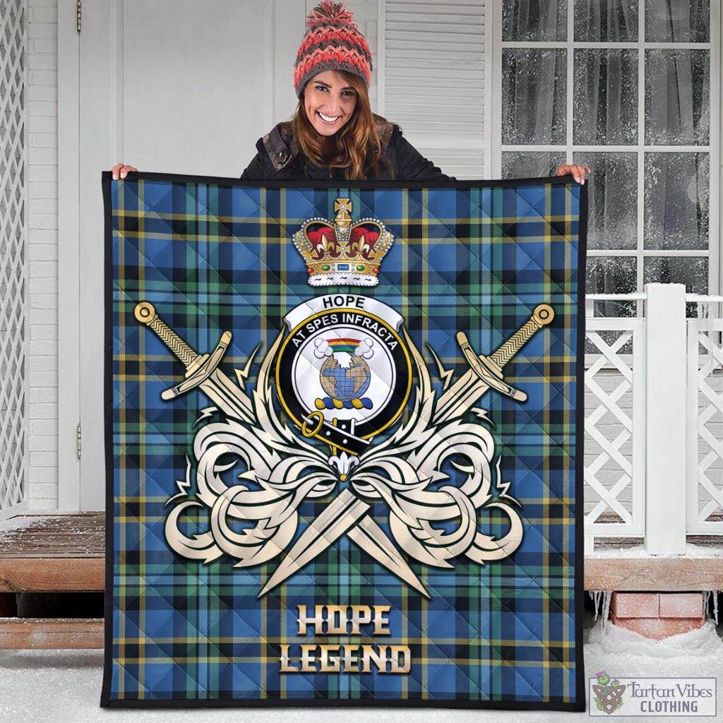 Tartan Vibes Clothing Hope Ancient Tartan Quilt with Clan Crest and the Golden Sword of Courageous Legacy