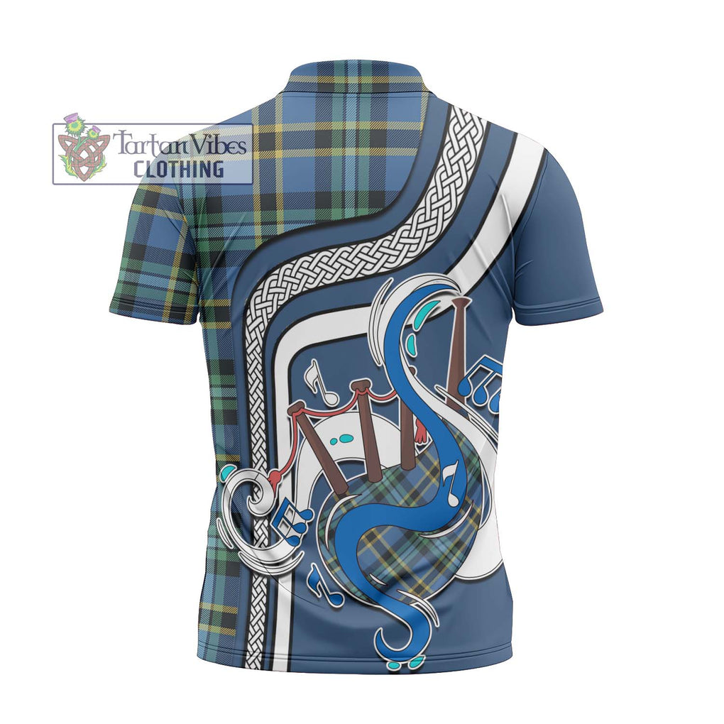 Hope Ancient Tartan Zipper Polo Shirt with Epic Bagpipe Style - Tartanvibesclothing Shop