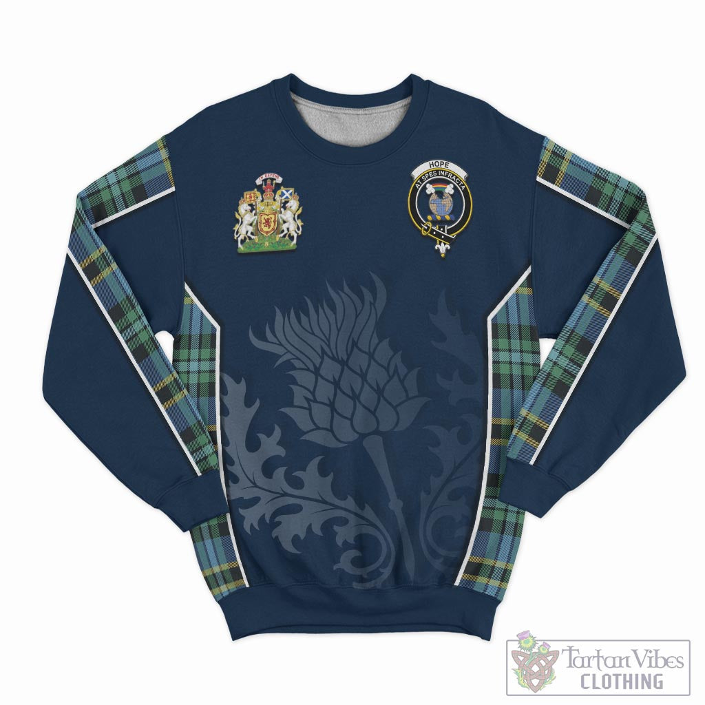 Tartan Vibes Clothing Hope Ancient Tartan Sweatshirt with Family Crest and Scottish Thistle Vibes Sport Style