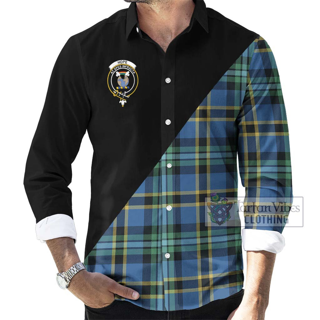 Hope Ancient Tartan Long Sleeve Button Shirt with Family Crest and Military Logo Style - Tartanvibesclothing Shop