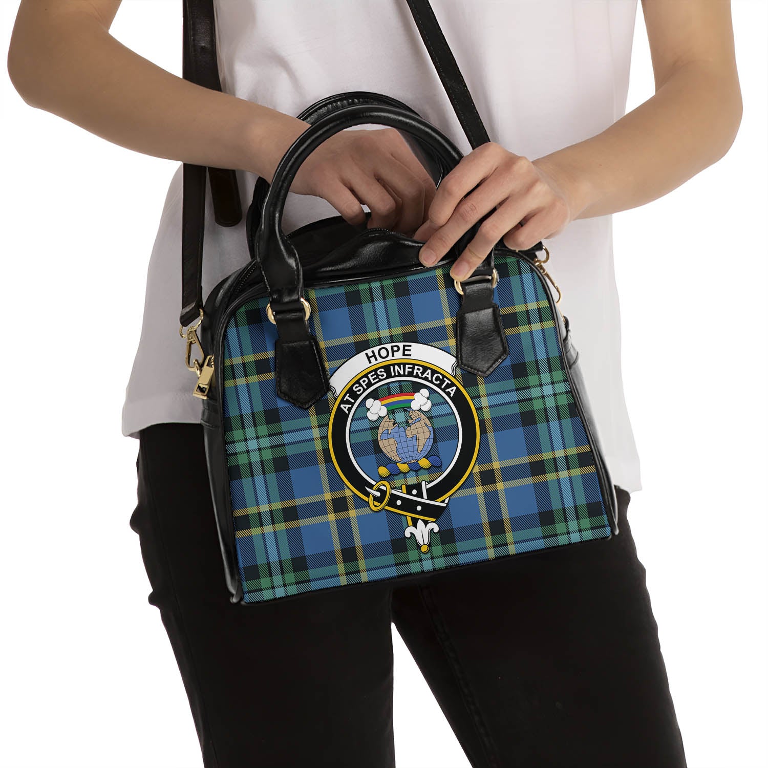 Hope Ancient Tartan Shoulder Handbags with Family Crest - Tartanvibesclothing