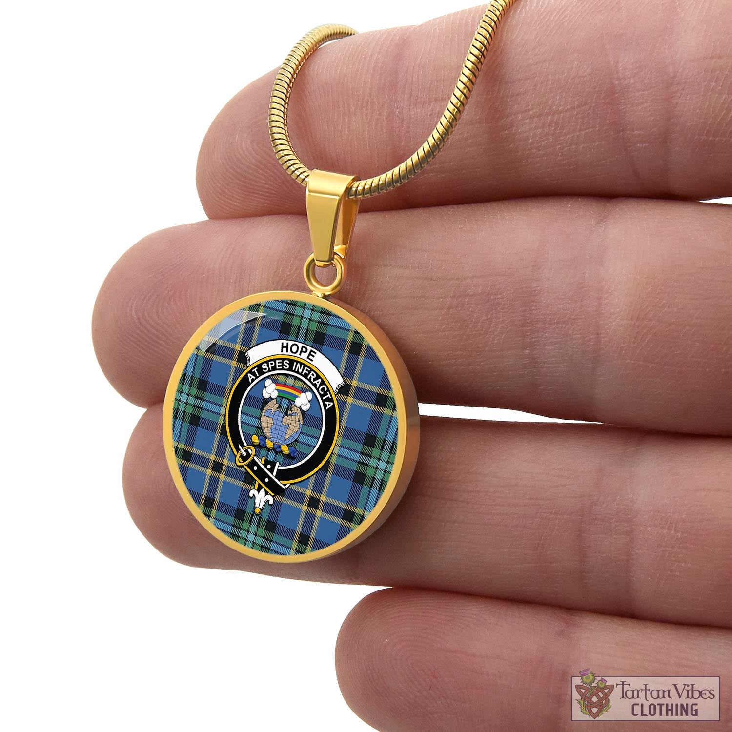 Tartan Vibes Clothing Hope Ancient Tartan Circle Necklace with Family Crest