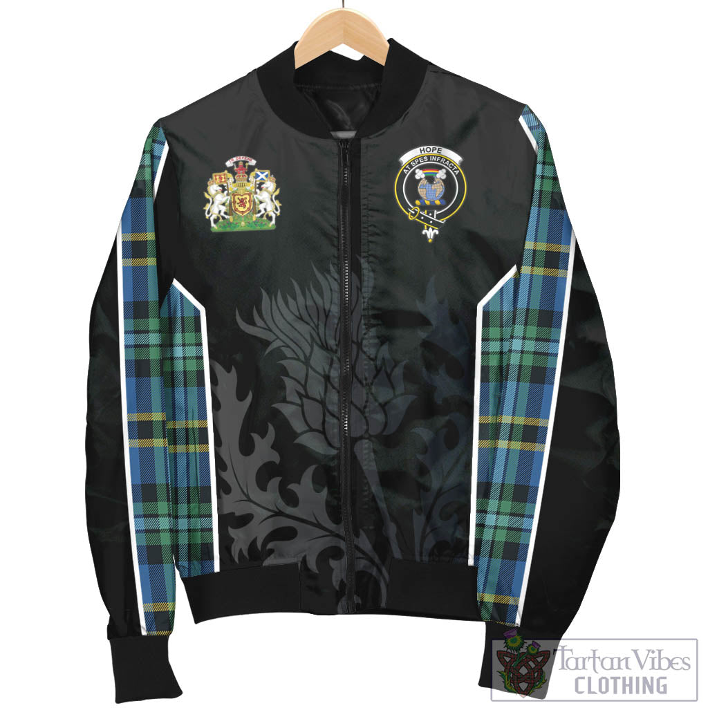 Tartan Vibes Clothing Hope Ancient Tartan Bomber Jacket with Family Crest and Scottish Thistle Vibes Sport Style