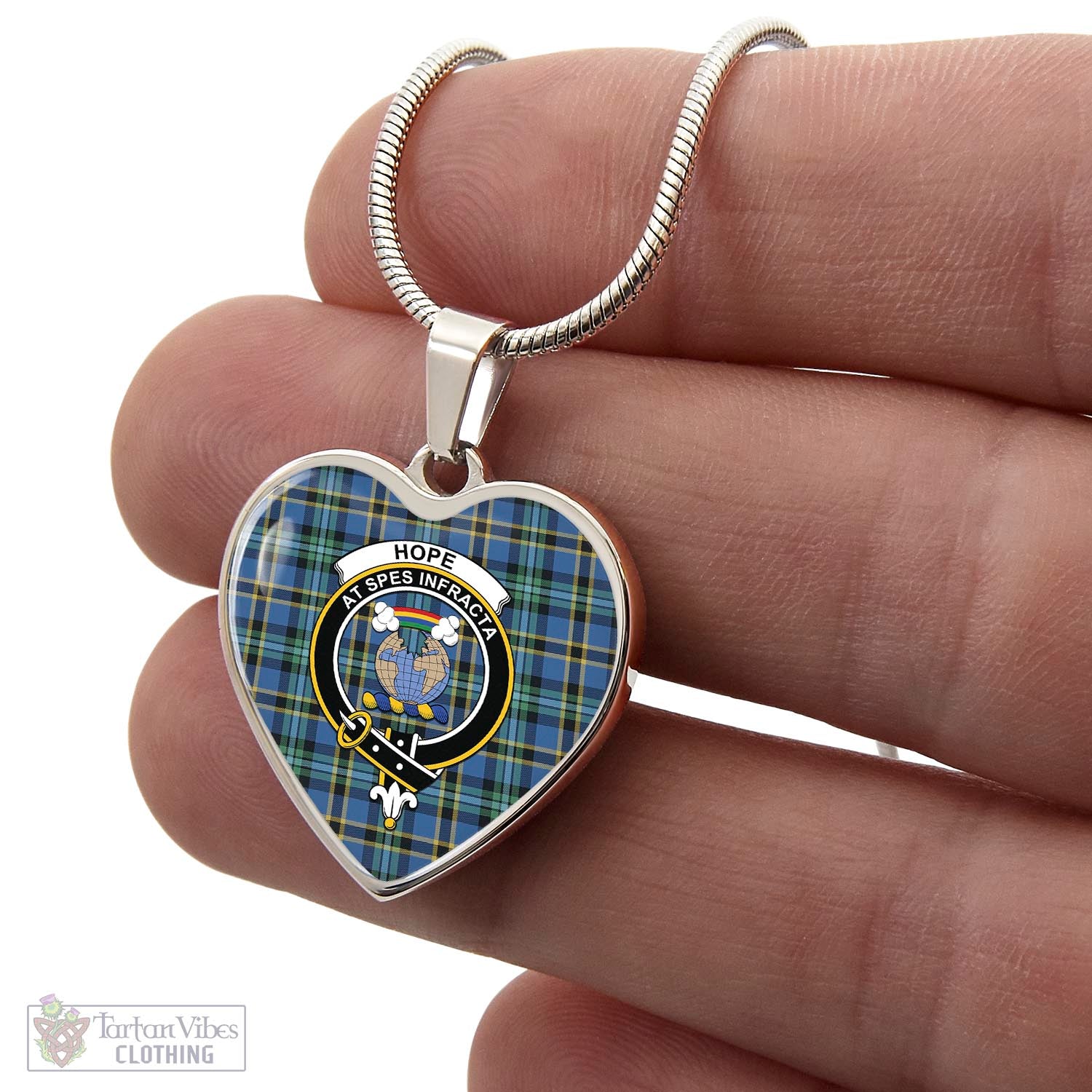 Tartan Vibes Clothing Hope Ancient Tartan Heart Necklace with Family Crest