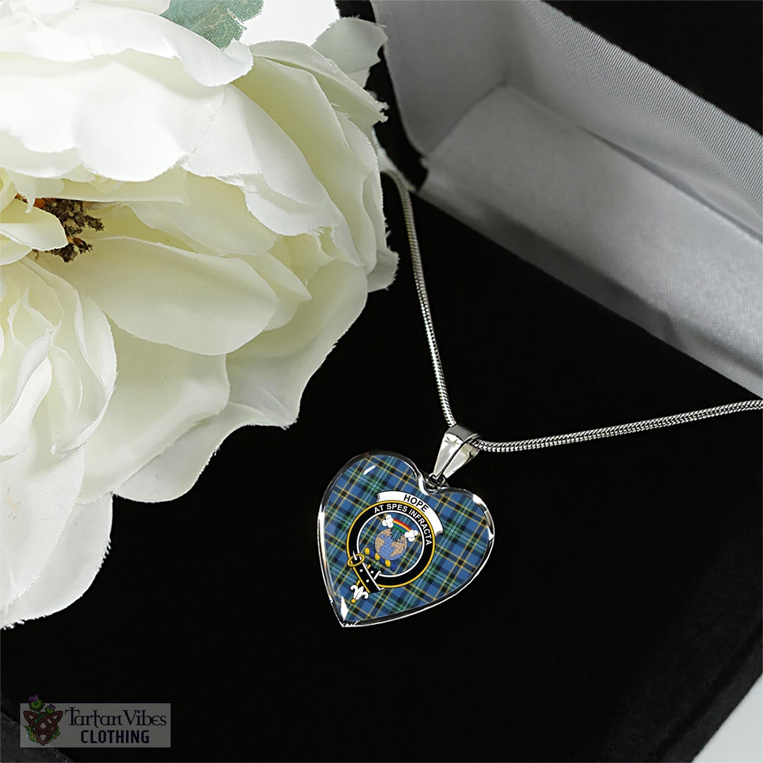 Tartan Vibes Clothing Hope Ancient Tartan Heart Necklace with Family Crest