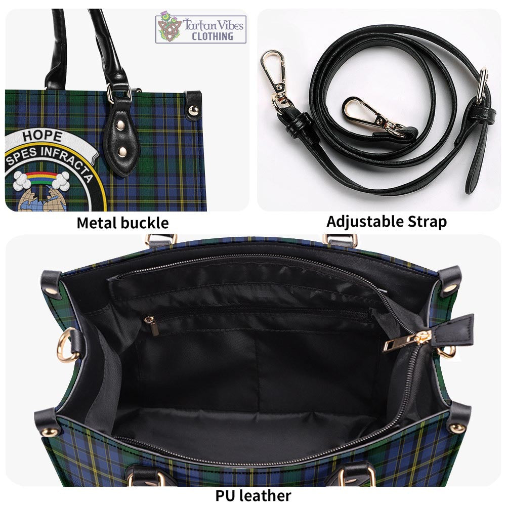 Tartan Vibes Clothing Hope Clan Originaux Tartan Luxury Leather Handbags with Family Crest