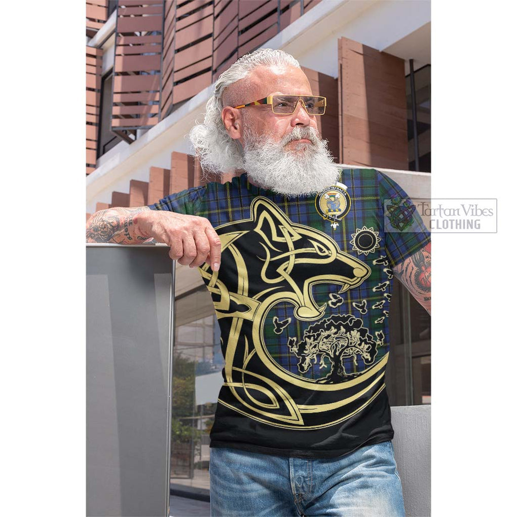 Tartan Vibes Clothing Hope Clan Originaux Tartan Cotton T-shirt with Family Crest Celtic Wolf Style