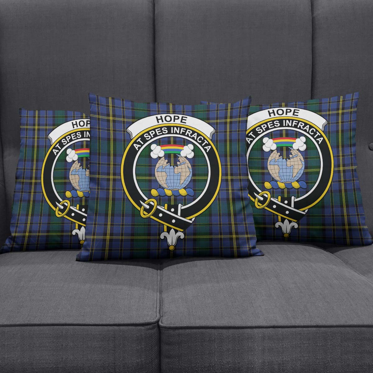 Hope Clan Originaux Tartan Pillow Cover with Family Crest Square Pillow Cover - Tartanvibesclothing