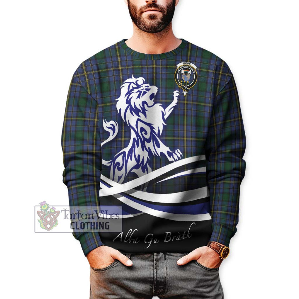 Hope Clan Originaux Tartan Sweatshirt with Alba Gu Brath Regal Lion Emblem Unisex - Tartanvibesclothing Shop