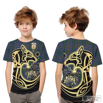 Hope Clan Originaux Tartan Kid T-Shirt with Family Crest Celtic Wolf Style