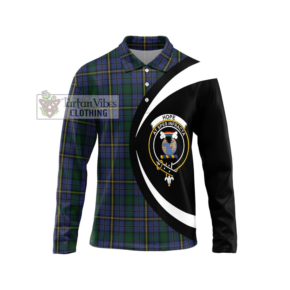 Hope Clan Originaux Tartan Long Sleeve Polo Shirt with Family Crest Circle Style Unisex - Tartan Vibes Clothing