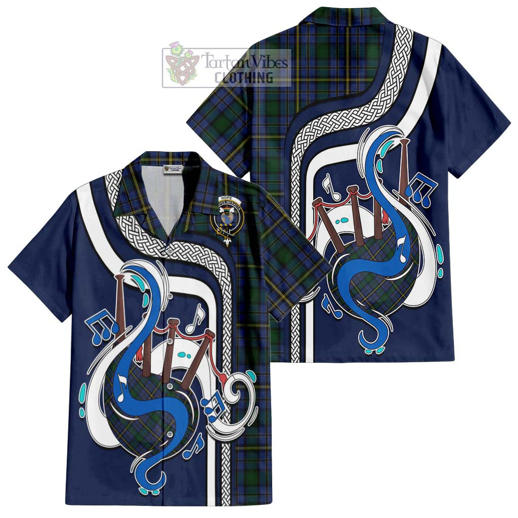 Hope Clan Originaux Tartan Short Sleeve Button Shirt with Epic Bagpipe Style Kid - Tartanvibesclothing Shop