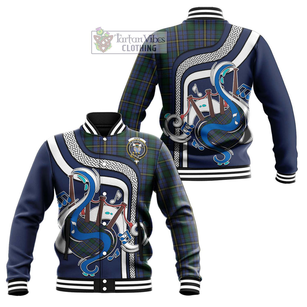 Tartan Vibes Clothing Hope Clan Originaux Tartan Baseball Jacket with Epic Bagpipe Style