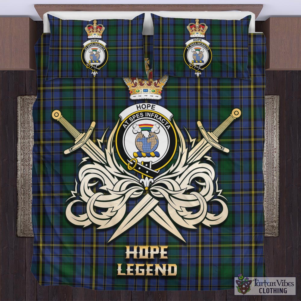 Tartan Vibes Clothing Hope Clan Originaux Tartan Bedding Set with Clan Crest and the Golden Sword of Courageous Legacy