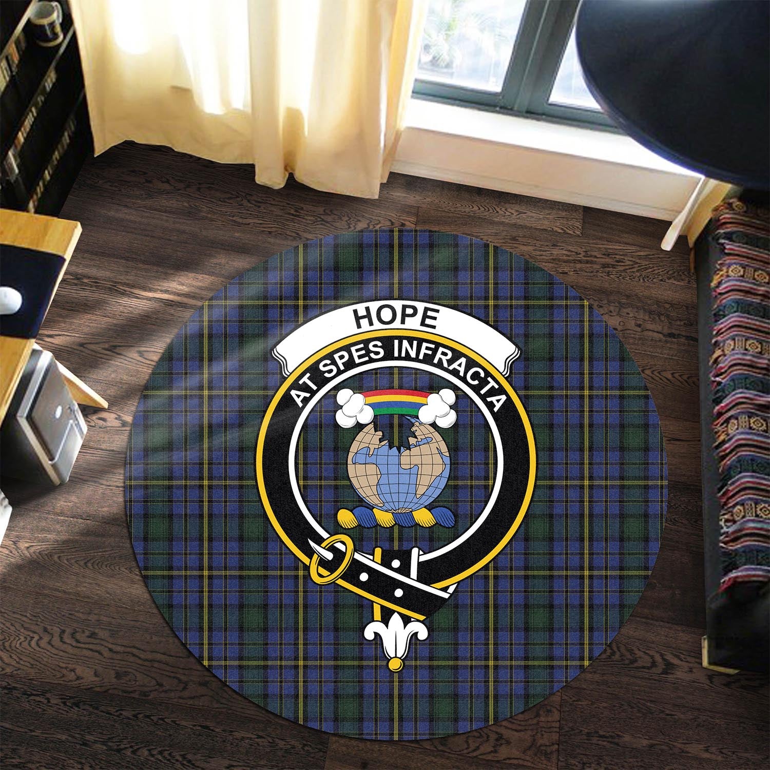 hope-clan-originaux-tartan-round-rug-with-family-crest