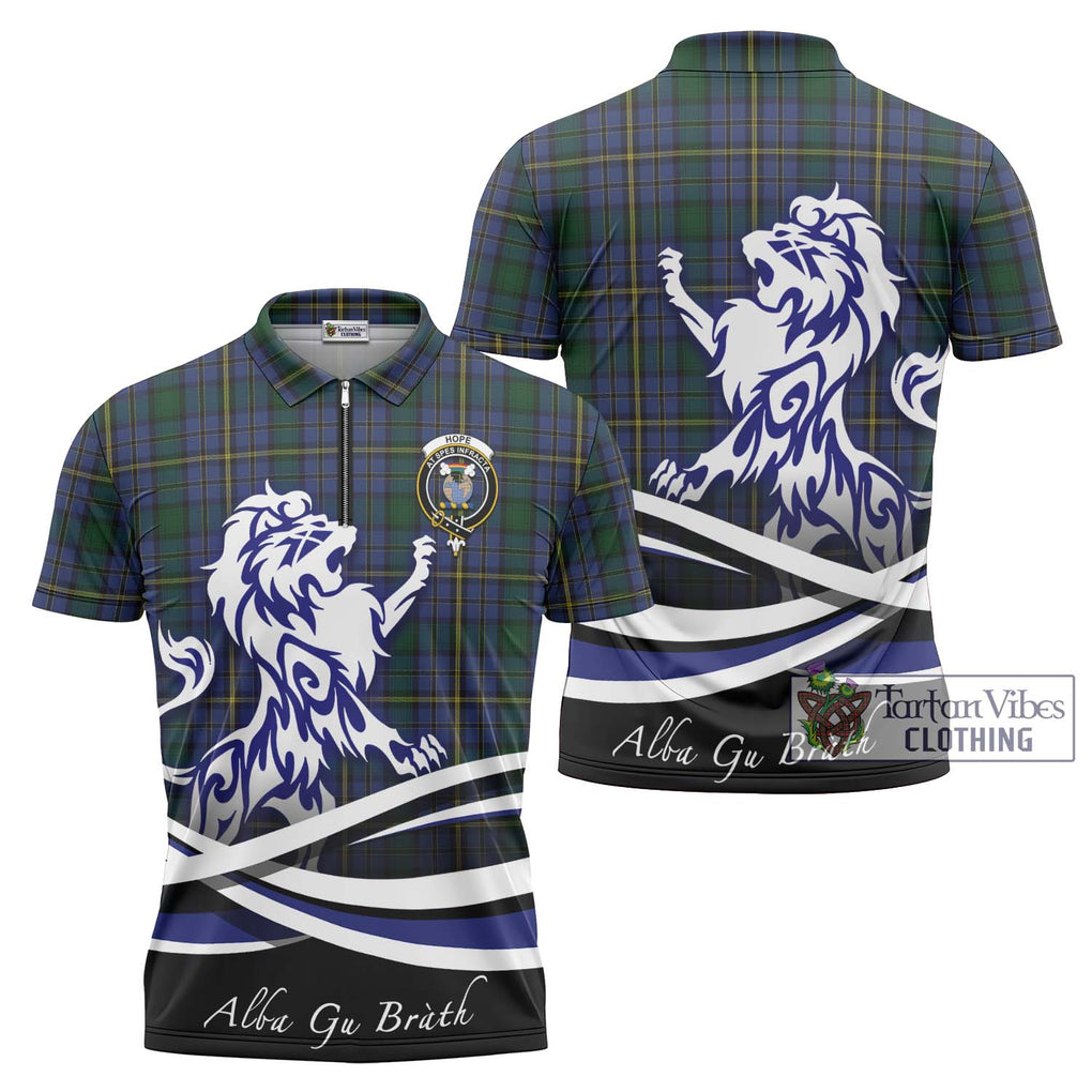 Hope Clan Originaux Tartan Zipper Polo Shirt with Alba Gu Brath Regal Lion Emblem Unisex - Tartanvibesclothing Shop