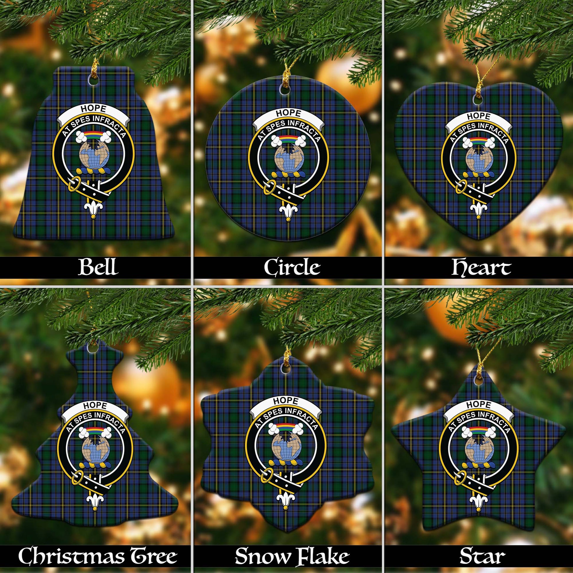Hope Clan Originaux Tartan Christmas Ornaments with Family Crest - Tartanvibesclothing