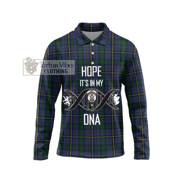 Hope Clan Originaux Tartan Long Sleeve Polo Shirt with Family Crest DNA In Me Style