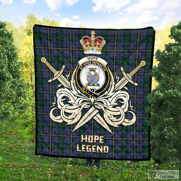 Hope Clan Originaux Tartan Quilt with Clan Crest and the Golden Sword of Courageous Legacy