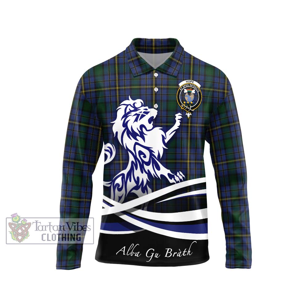 Hope Clan Originaux Tartan Long Sleeve Polo Shirt with Alba Gu Brath Regal Lion Emblem Unisex - Tartanvibesclothing Shop