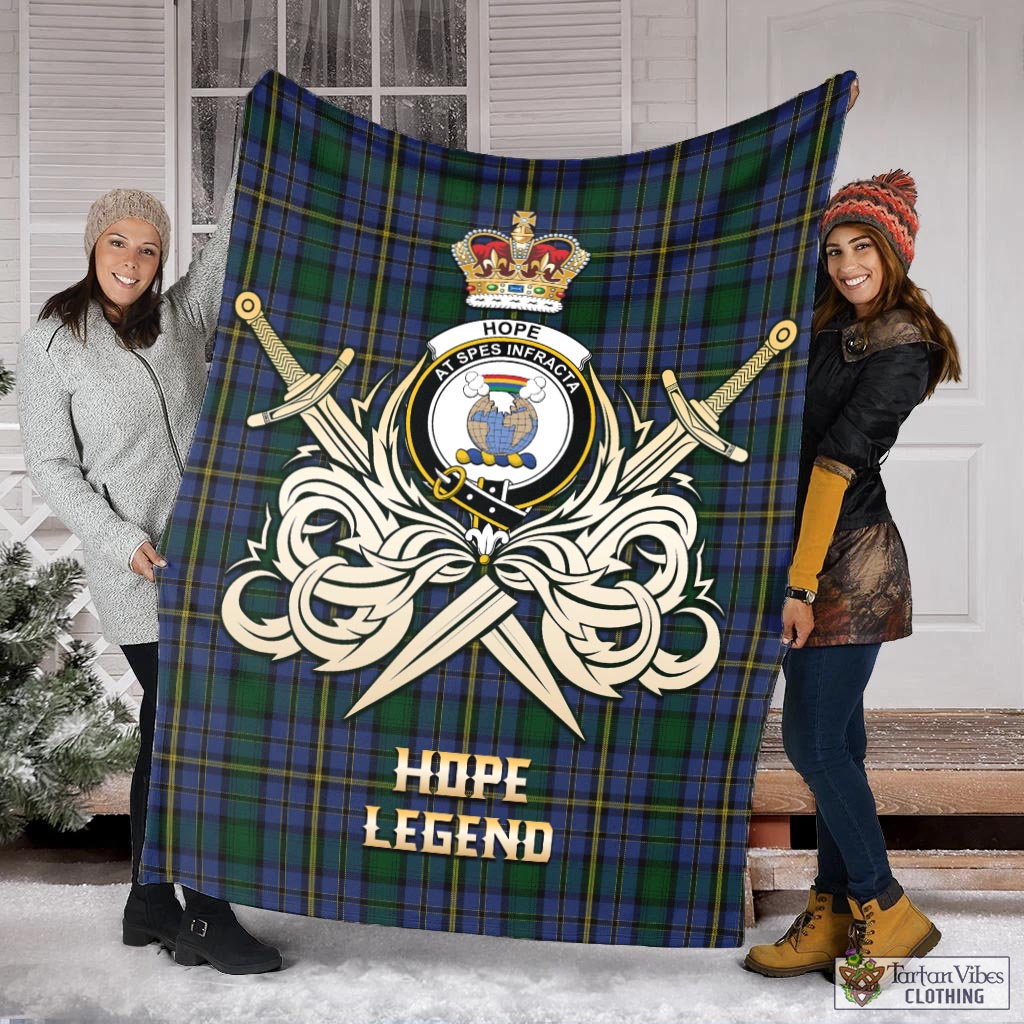 Tartan Vibes Clothing Hope Clan Originaux Tartan Blanket with Clan Crest and the Golden Sword of Courageous Legacy