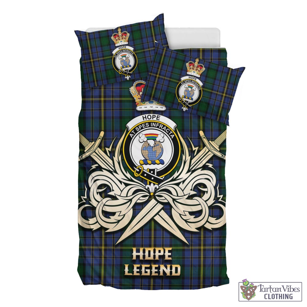 Tartan Vibes Clothing Hope Clan Originaux Tartan Bedding Set with Clan Crest and the Golden Sword of Courageous Legacy