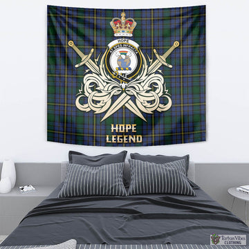 Hope Clan Originaux Tartan Tapestry with Clan Crest and the Golden Sword of Courageous Legacy