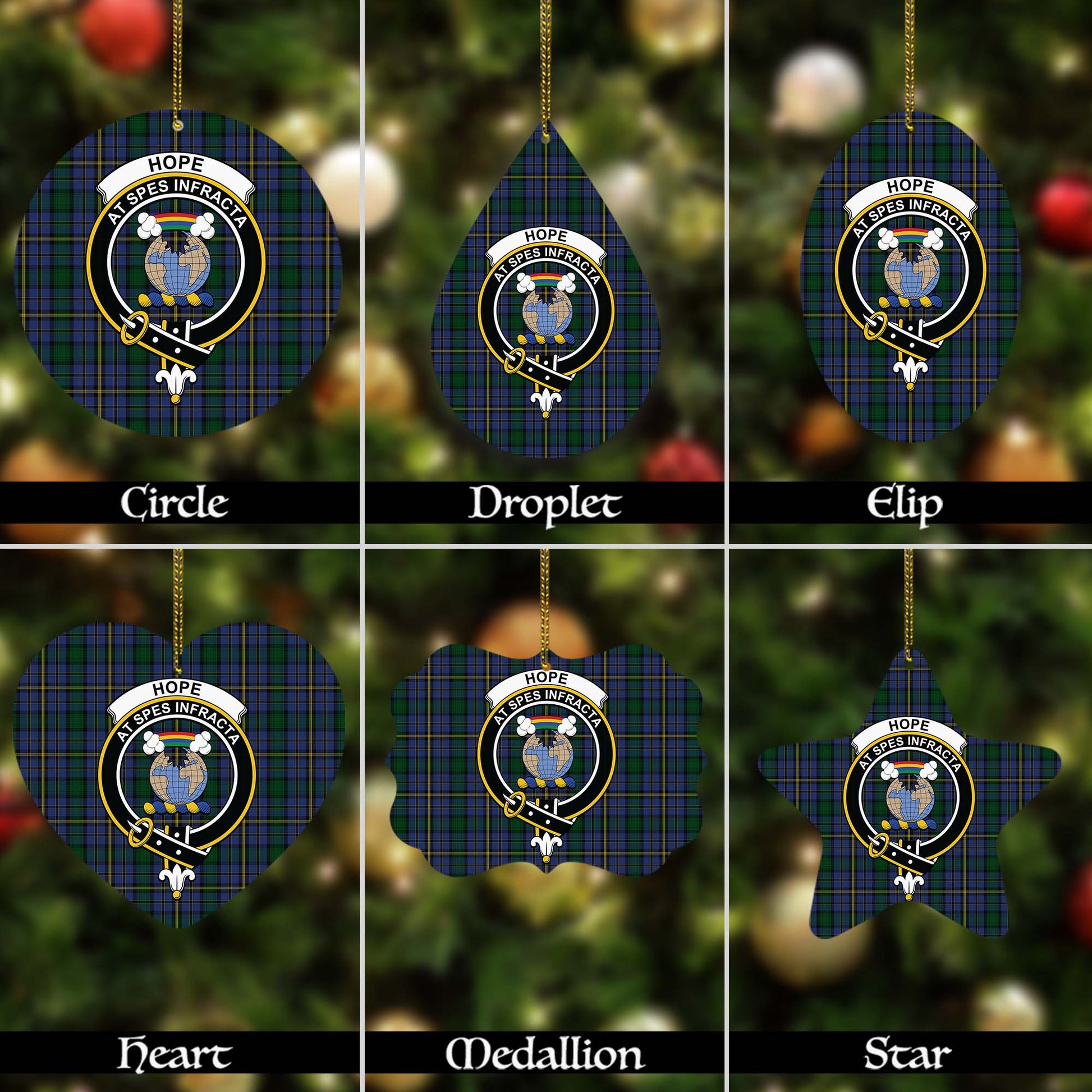 Hope Clan Originaux Tartan Christmas Ornaments with Family Crest - Tartanvibesclothing